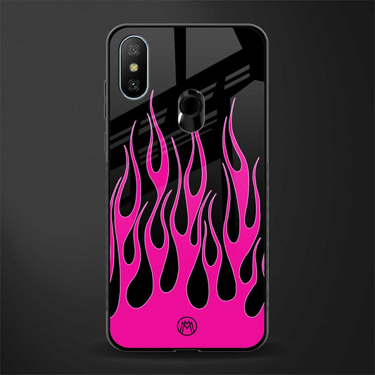 y2k black pink flames glass case for redmi 6 pro image