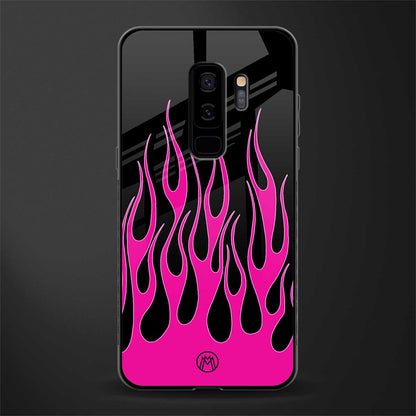 y2k black pink flames glass case for samsung galaxy s9 plus image