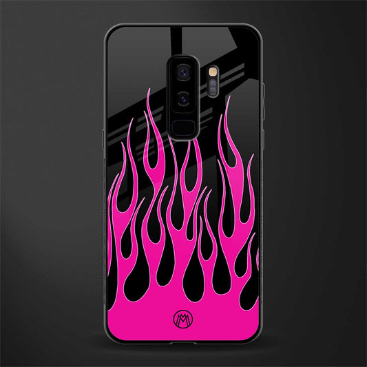 y2k black pink flames glass case for samsung galaxy s9 plus image