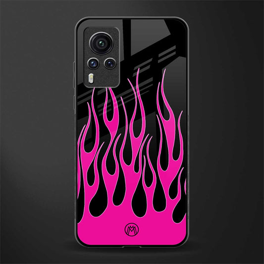 y2k black pink flames glass case for vivo x60 pro image