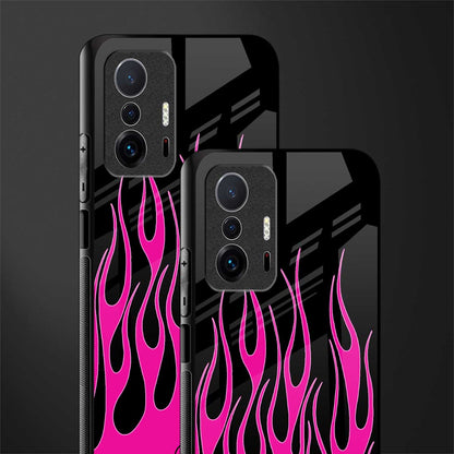 y2k black pink flames glass case for mi 11t pro 5g image-2
