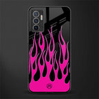 y2k black pink flames glass case for vivo v23e image