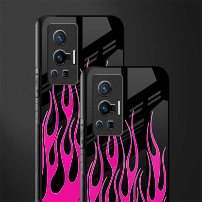 y2k black pink flames glass case for vivo x70 pro image-2