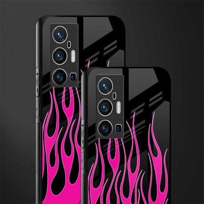 y2k black pink flames glass case for vivo x70 pro plus image-2