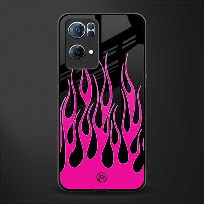 y2k black pink flames glass case for oppo reno7 pro 5g image