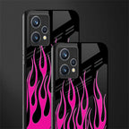 y2k black pink flames glass case for realme 9 4g image-2