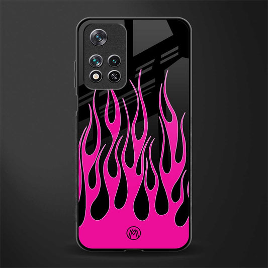 y2k black pink flames glass case for poco m4 pro 5g image