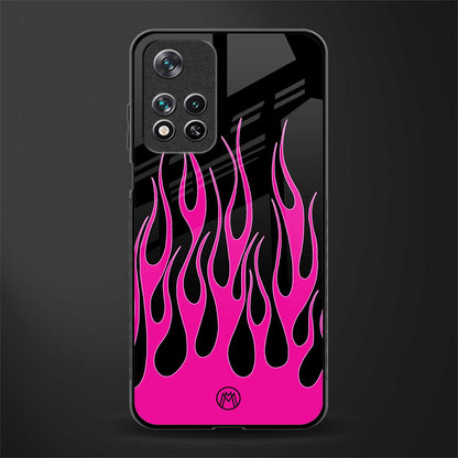 y2k black pink flames glass case for xiaomi 11i 5g image
