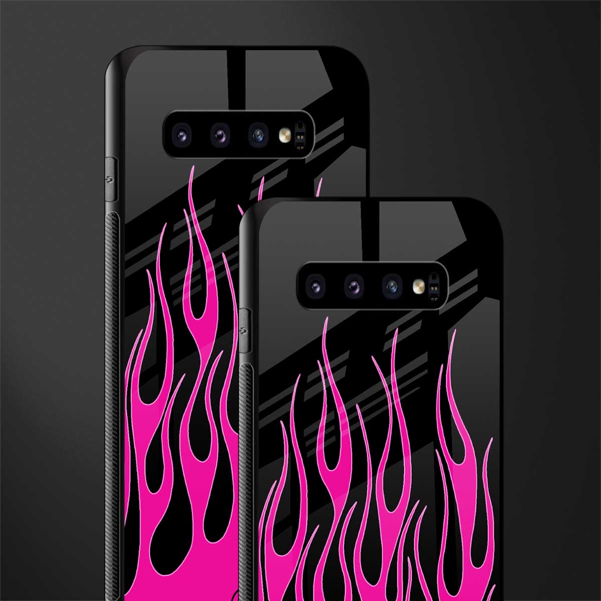 y2k black pink flames glass case for samsung galaxy s10 plus image-2