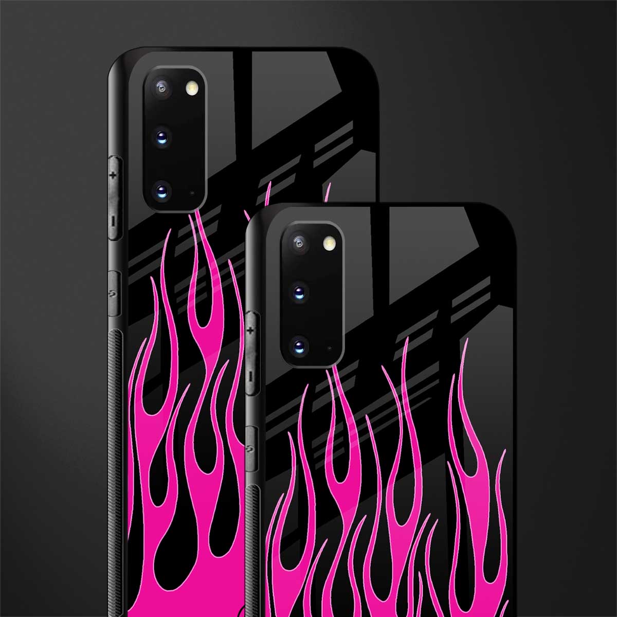 y2k black pink flames glass case for samsung galaxy s20 image-2
