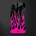 y2k black pink flames glass case for samsung galaxy s20 image