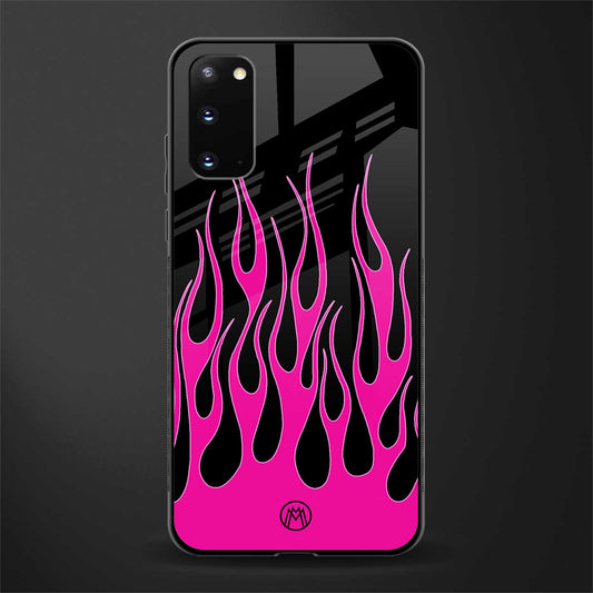 y2k black pink flames glass case for samsung galaxy s20 image