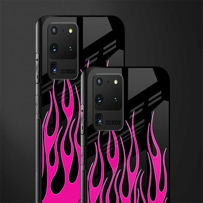 y2k black pink flames glass case for samsung galaxy s20 ultra image-2