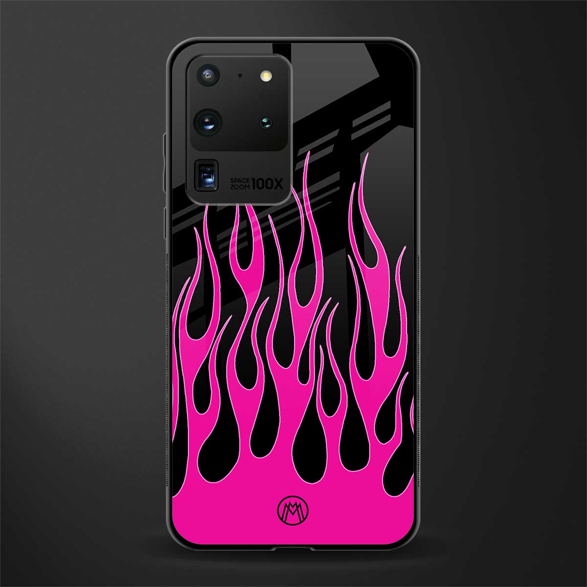 y2k black pink flames glass case for samsung galaxy s20 ultra image