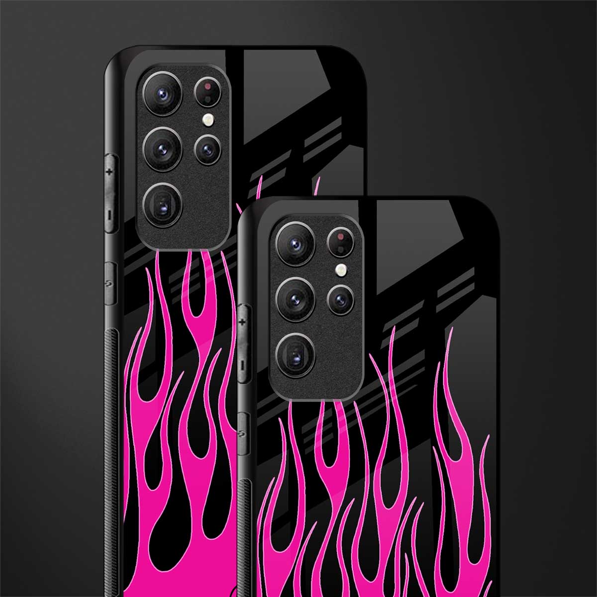 y2k black pink flames glass case for samsung galaxy s21 ultra image-2