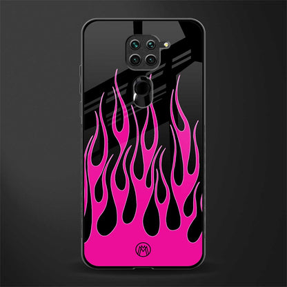 y2k black pink flames glass case for redmi note 9 image