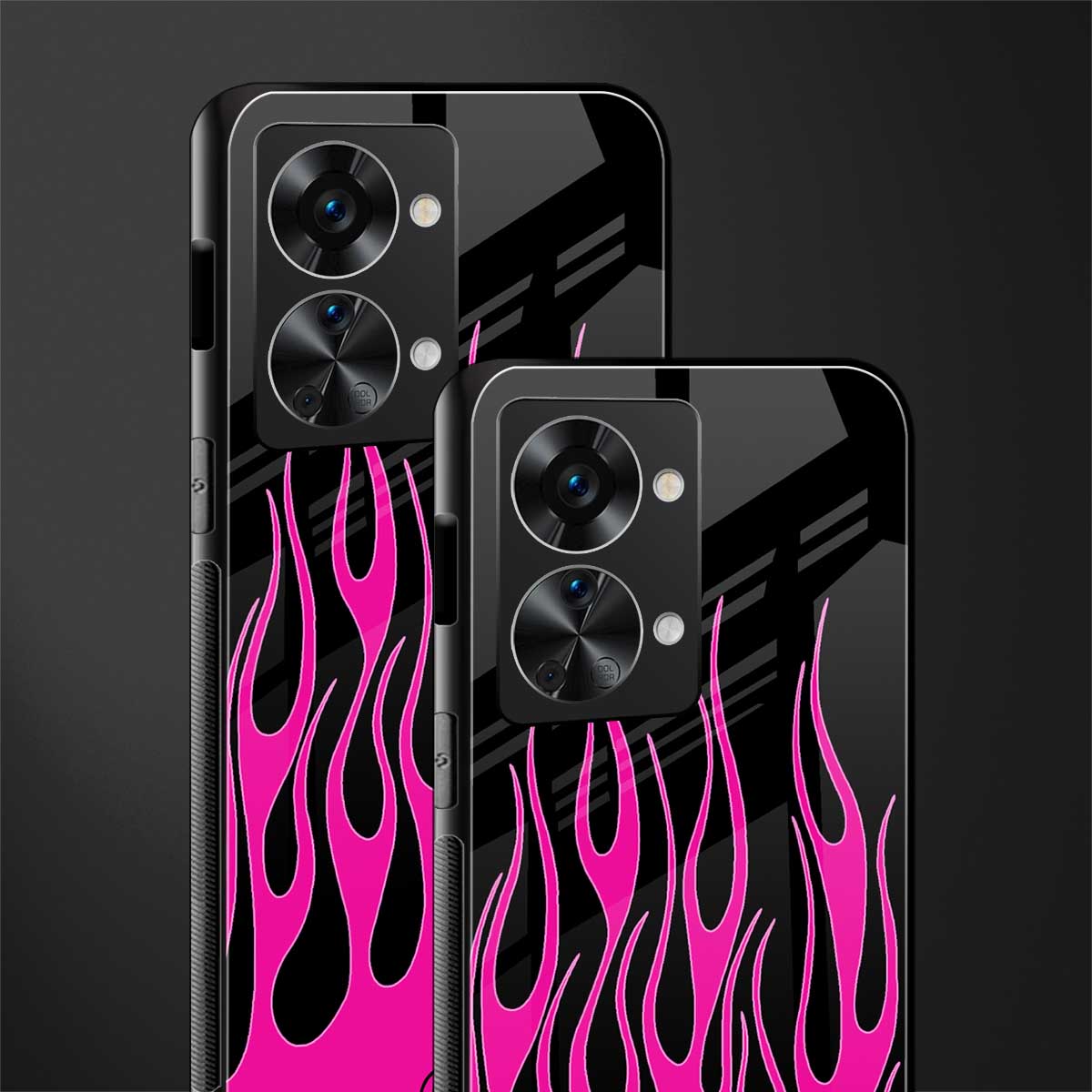 y2k black pink flames glass case for phone case | glass case for oneplus nord 2t 5g