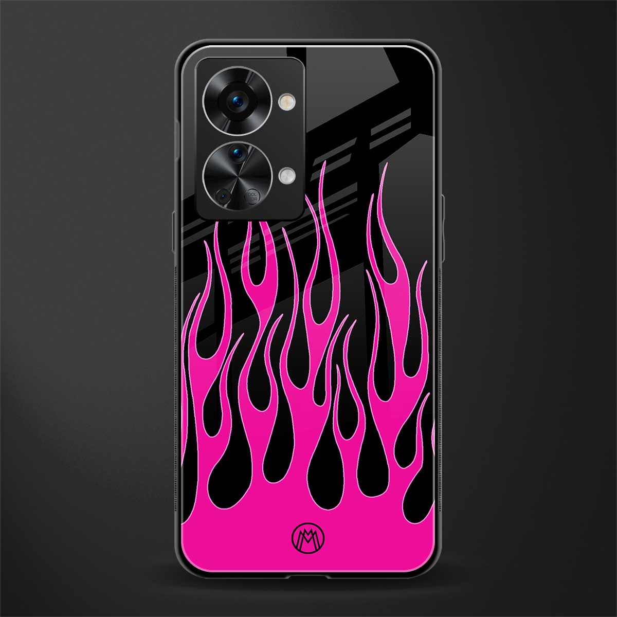 y2k black pink flames glass case for phone case | glass case for oneplus nord 2t 5g