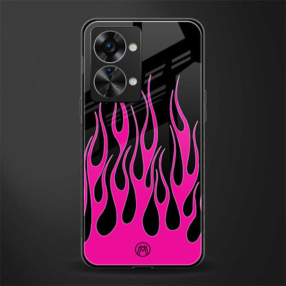 y2k black pink flames glass case for phone case | glass case for oneplus nord 2t 5g