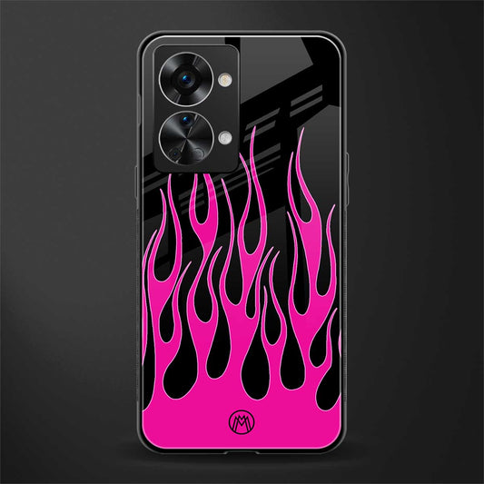 y2k black pink flames glass case for phone case | glass case for oneplus nord 2t 5g