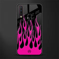 y2k black pink flames glass case for vivo y17 image