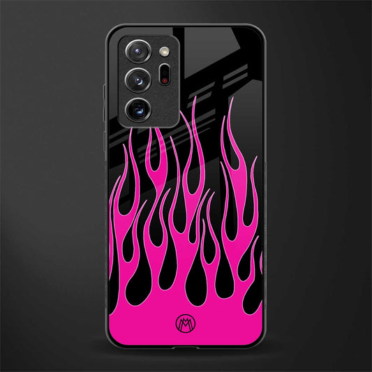 y2k black pink flames glass case for samsung galaxy note 20 ultra 5g image