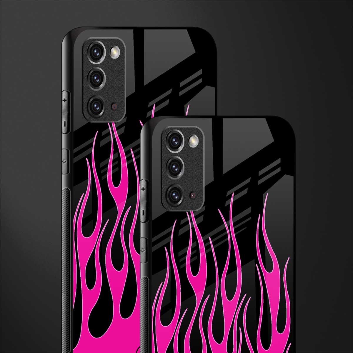 y2k black pink flames glass case for samsung galaxy note 20 image-2