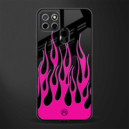 y2k black pink flames glass case for realme narzo 30a image