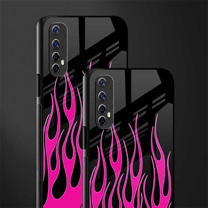 y2k black pink flames glass case for realme 7 image-2