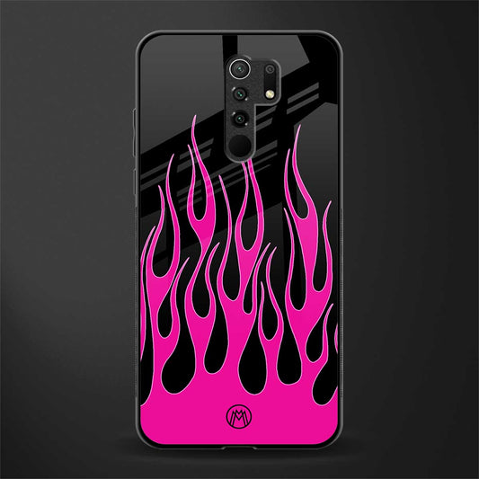 y2k black pink flames glass case for poco m2 image