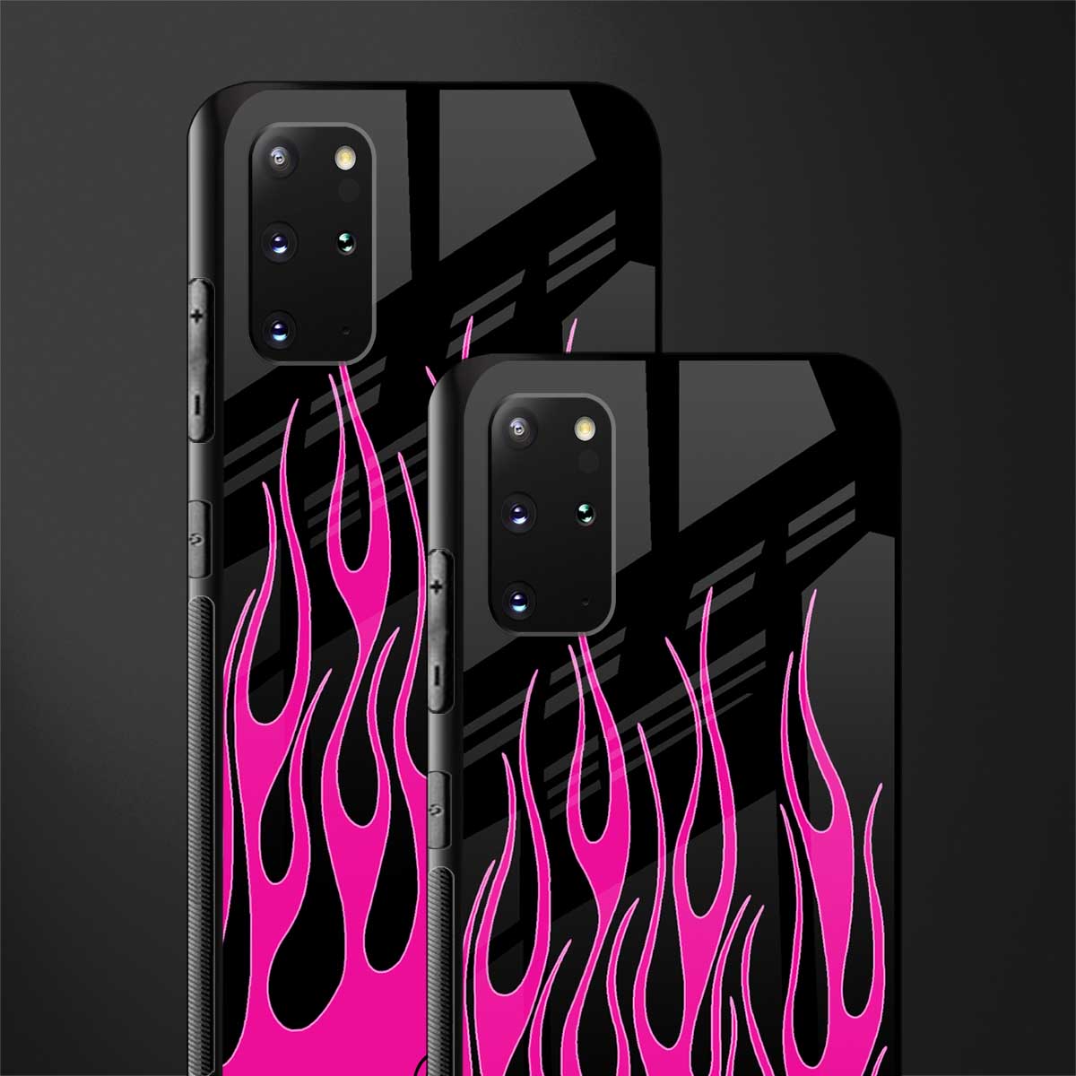 y2k black pink flames glass case for samsung galaxy s20 plus image-2