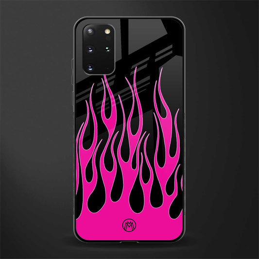 y2k black pink flames glass case for samsung galaxy s20 plus image