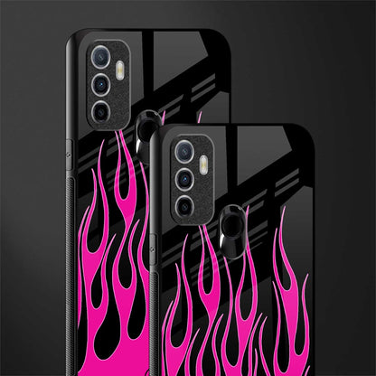 y2k black pink flames glass case for oppo a53 image-2