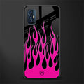 y2k black pink flames glass case for vivo v17 image
