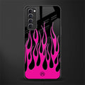 y2k black pink flames glass case for oppo reno 4 pro image