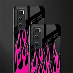 y2k black pink flames glass case for vivo v20 se image-2