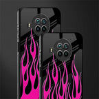y2k black pink flames glass case for mi 10i image-2