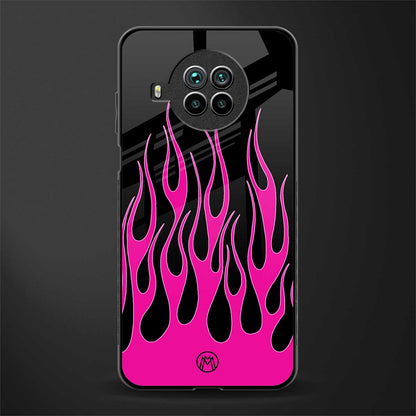 y2k black pink flames glass case for mi 10i image