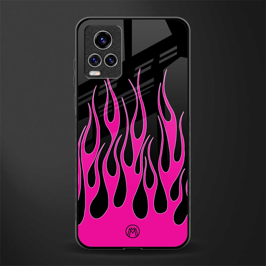 y2k black pink flames glass case for vivo v20 pro image