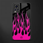 y2k black pink flames glass case for vivo v20 pro image