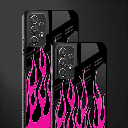 y2k black pink flames glass case for samsung galaxy a72 image-2