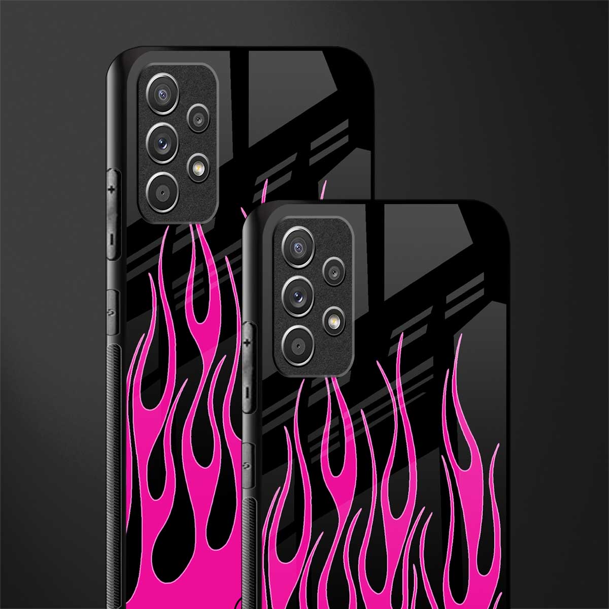 y2k black pink flames glass case for samsung galaxy a52 image-2