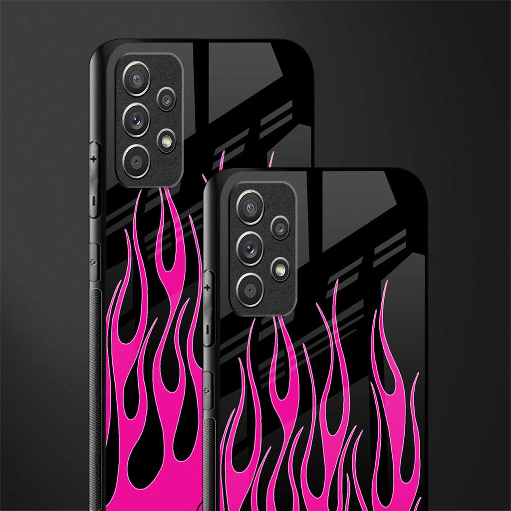 y2k black pink flames glass case for samsung galaxy a52s 5g image-2