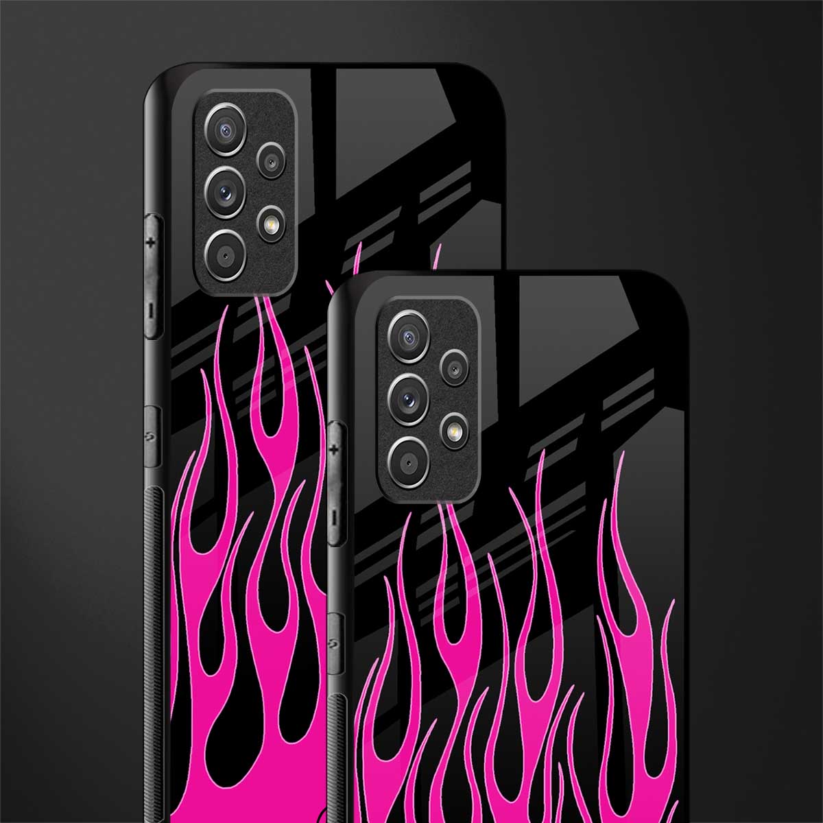 y2k black pink flames glass case for samsung galaxy a32 4g image-2