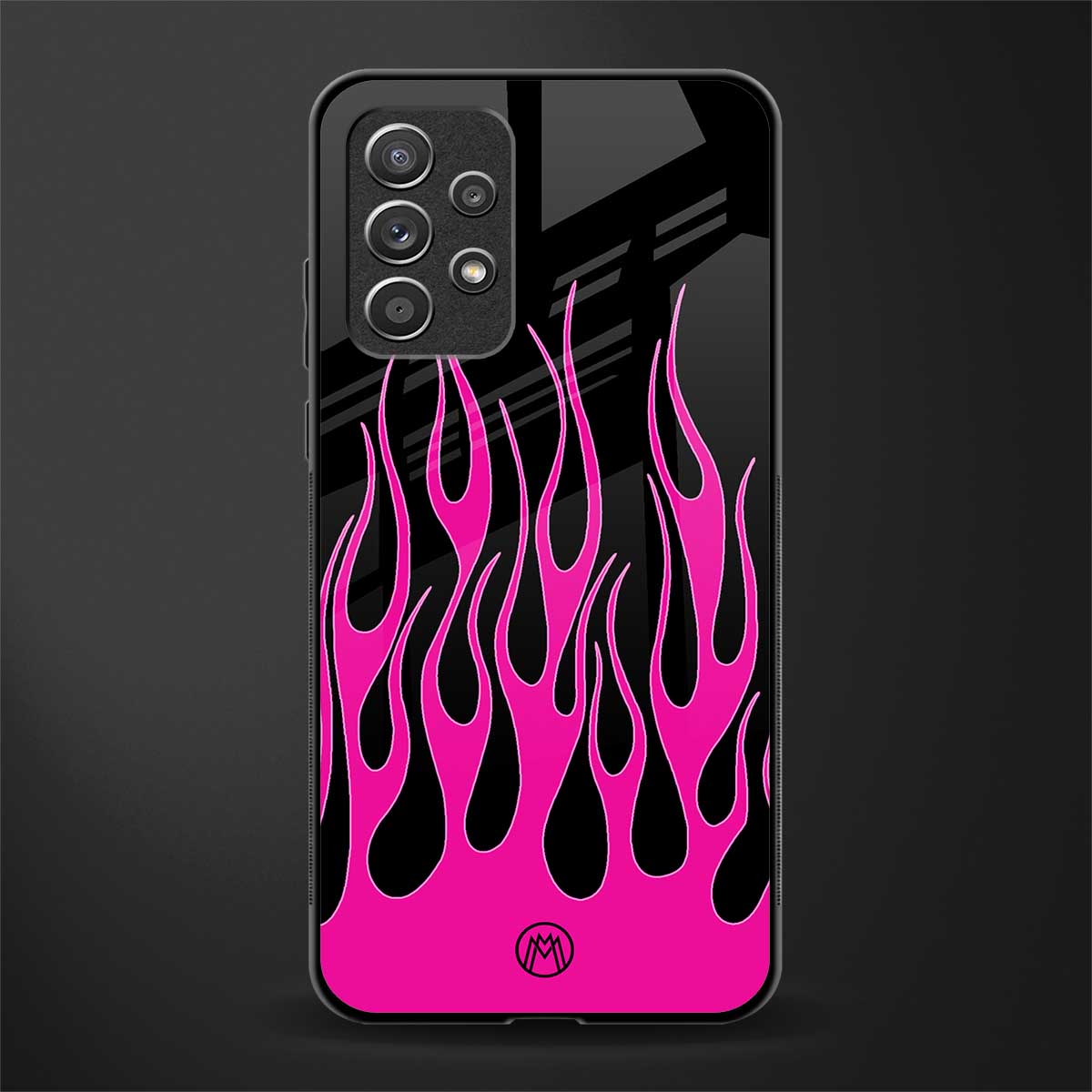 y2k black pink flames glass case for samsung galaxy a32 4g image