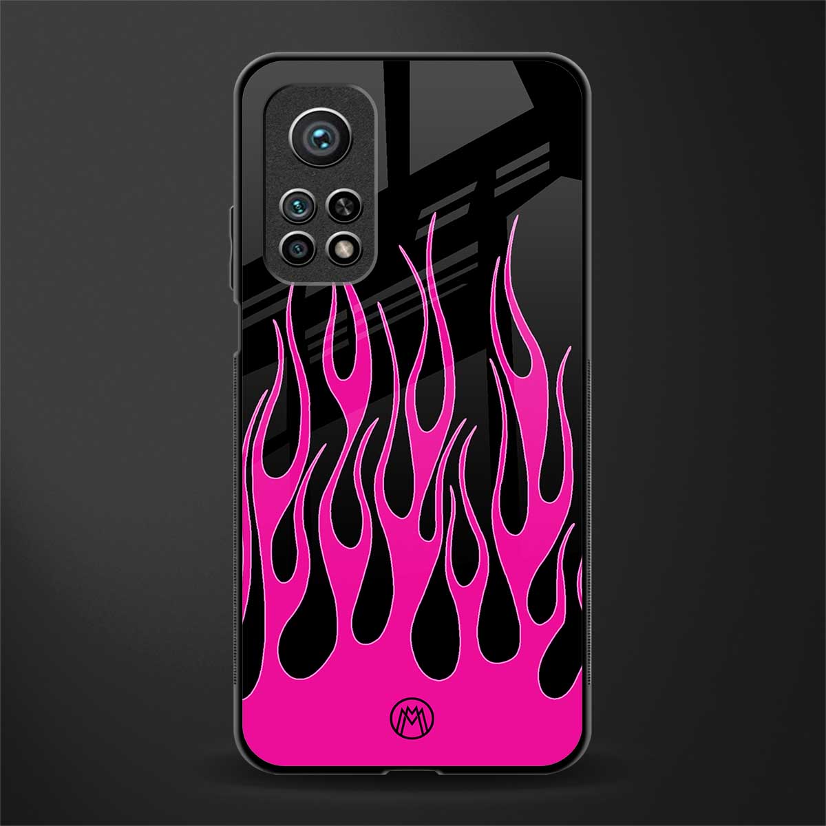 y2k black pink flames glass case for mi 10t 5g image