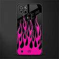 y2k black pink flames glass case for realme c21 image