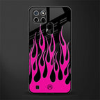 y2k black pink flames glass case for realme c21 image