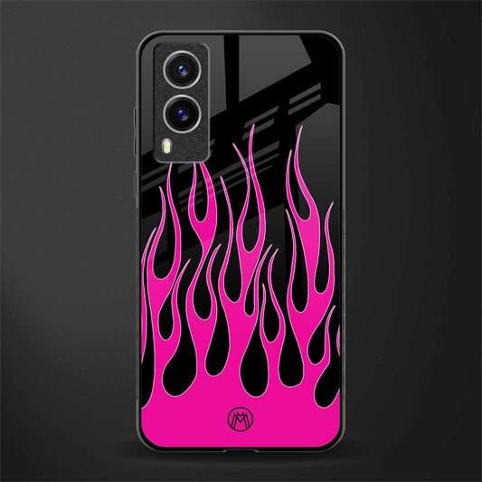y2k black pink flames glass case for vivo v21e 5g image