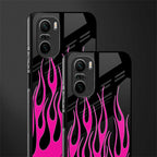 y2k black pink flames glass case for mi 11x 5g image-2